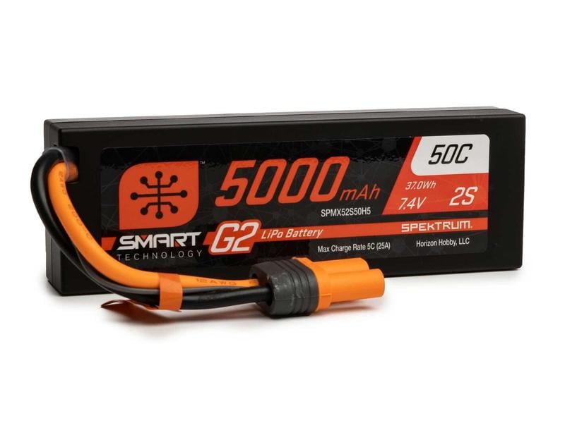 Spektrum RC-Akku LiPo 5000 mAh 7.4 V 50C Smart G2 Hardcase 2S LiPo Akku mit IC5 Stecker