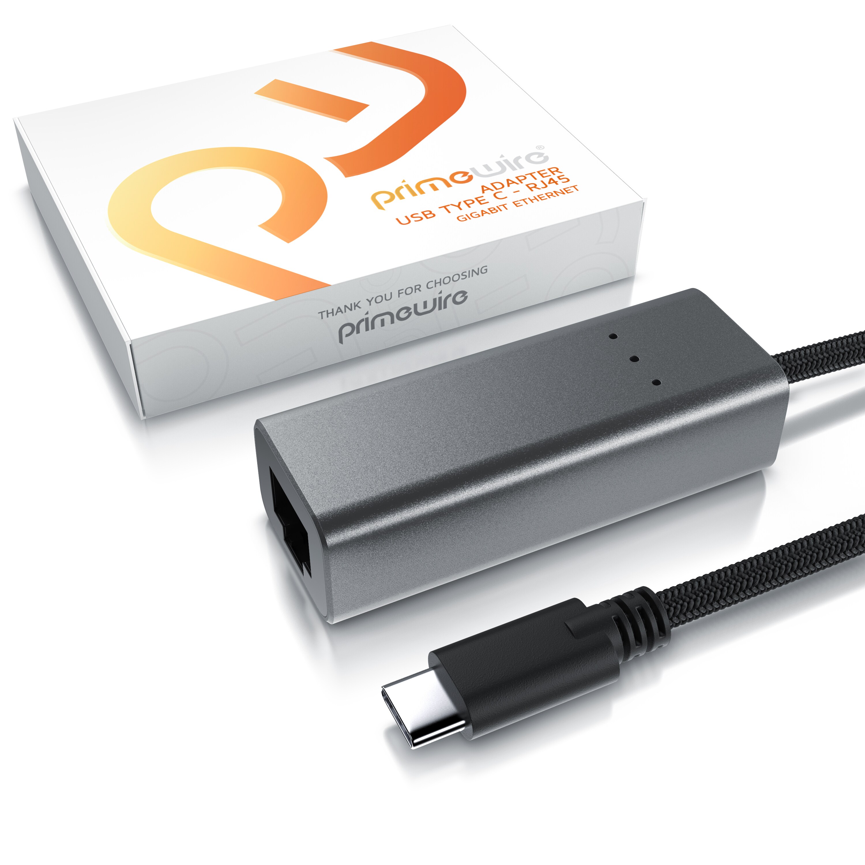 Primewire USB C Netzwerkadapter Gigabit - USB Typ C auf RJ45 Externe Netzwerkkarte RJ45 Konverter - Fast Ethernet 1000 Mbit - kompatibel mit iPad Pro