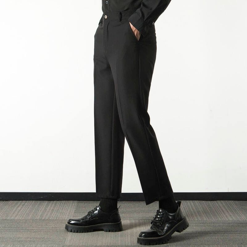 Fireon - Mid Rise Plain Cropped Tapered Dress Pants