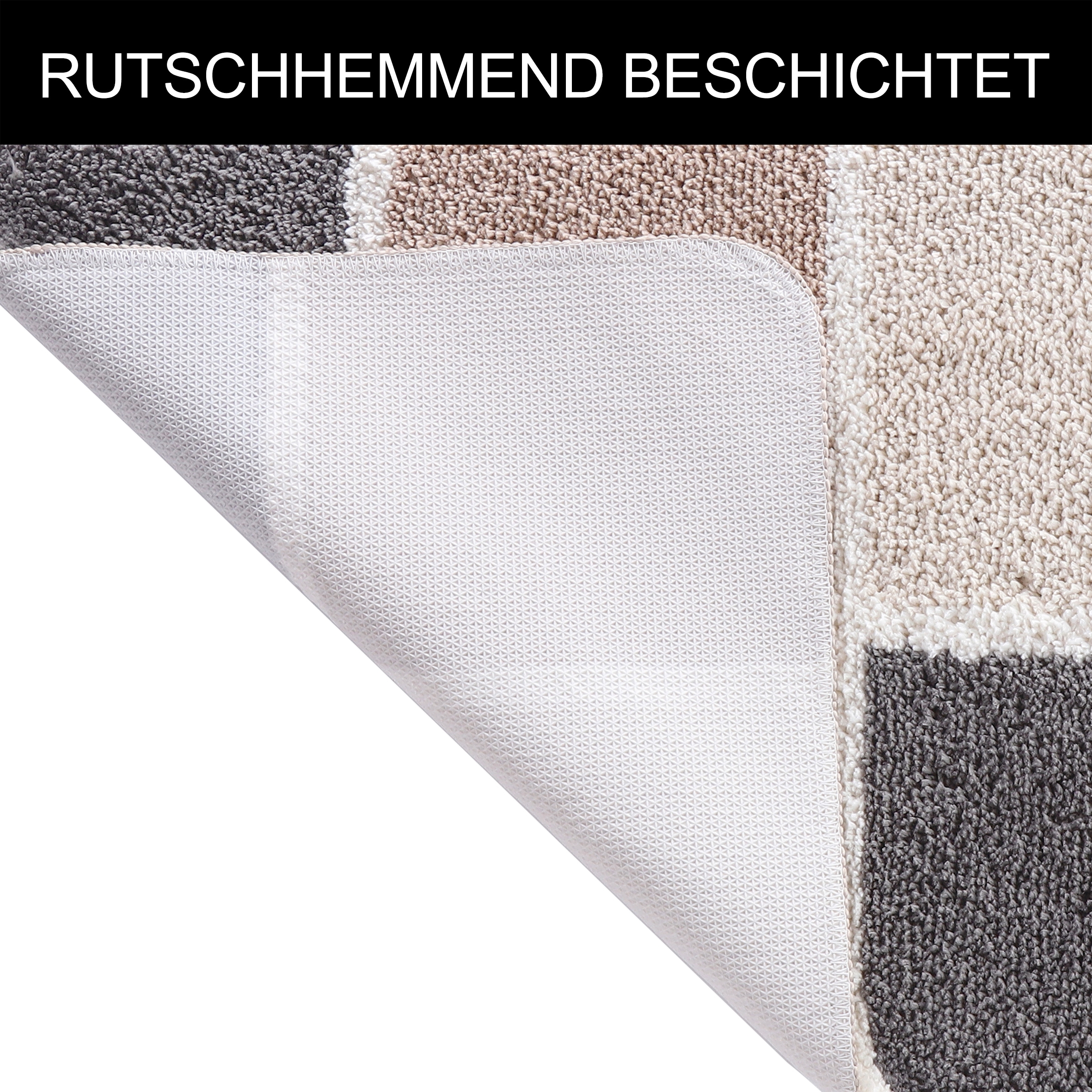 my home Badematte »Anna mit Kachelmuster, Badvorleger, Badezimmer Teppich, Duschvorleger« Höhe 20 mm rutschhemmend beschichtet strapazierfähig Badteppich, Hoch-Tief Effekt, Modern, Weich