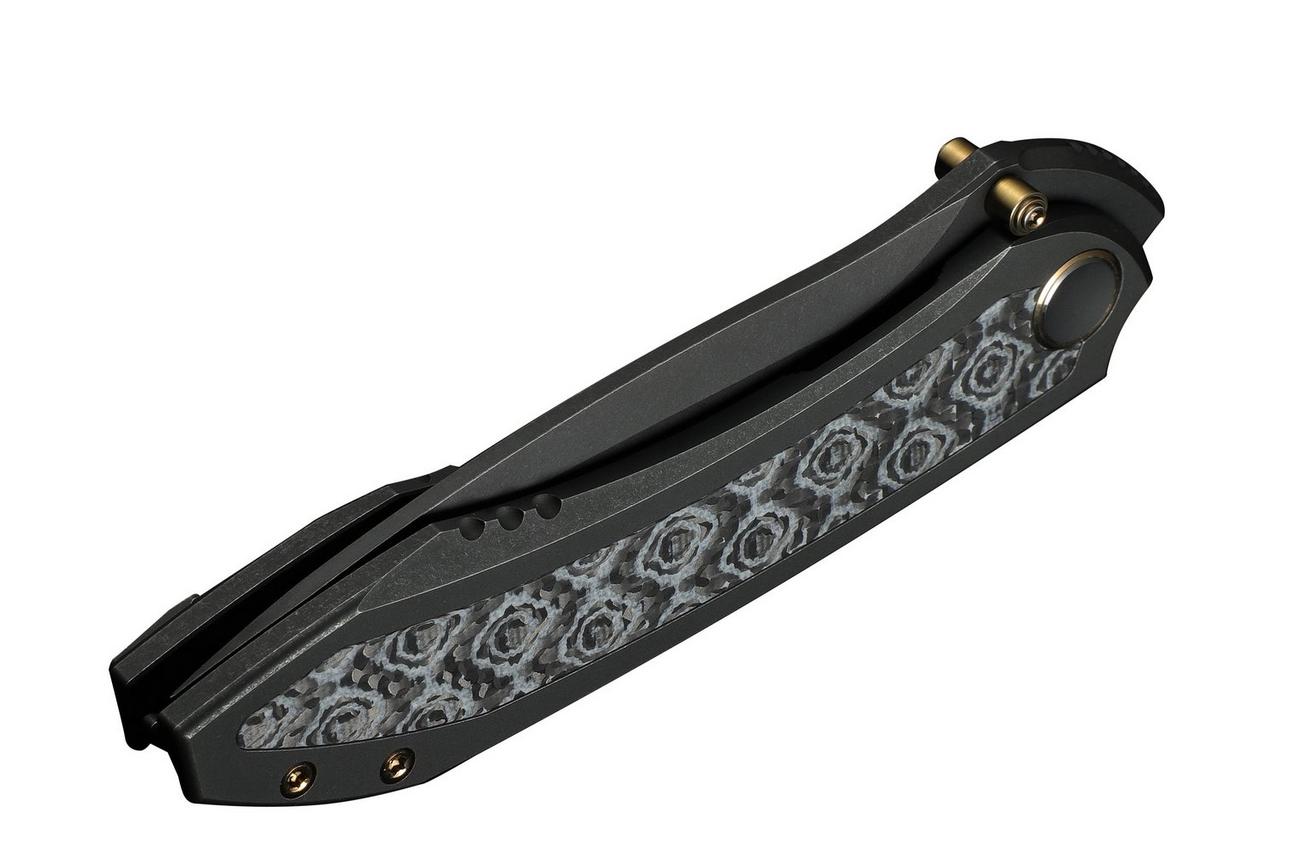 WE Knife Winsome WE23092-1 Black Stonewashed, Titanium Layered G10 Rose Pattern Carbon Inlay, zakmes