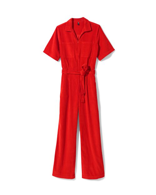 combinaison femme Lena en velours côtelé rouge