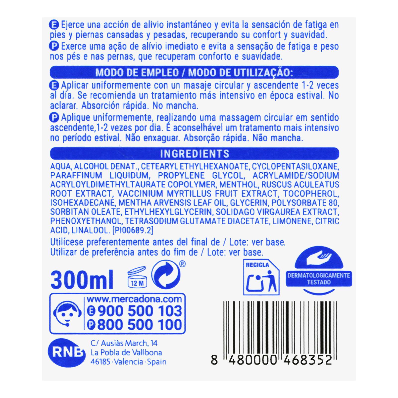 Gel rafraîchissant au menthol Deliplus pour les pieds et les jambes