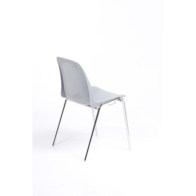 Chaise CHARLOTTE - pieds chromés avec accroches - gris clair