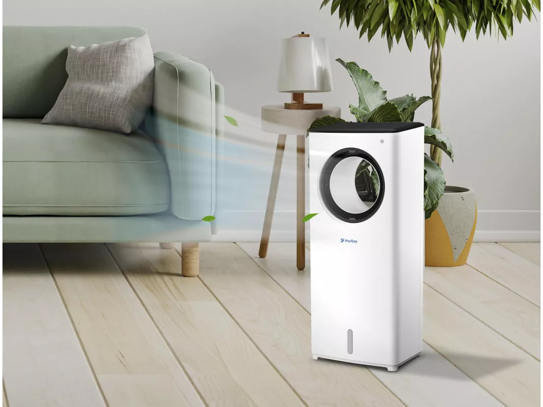 Rafraichisseur d'air par évaporation sans pales avec 3 vitesses et 2L