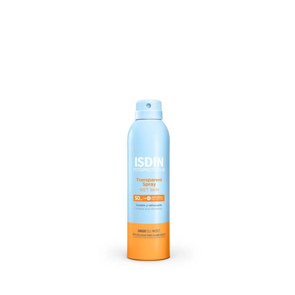 ISDIN Transparent Sonnenspray WET SKIN LSF50 wasserfester Sonnenschutz mit leichter Textur