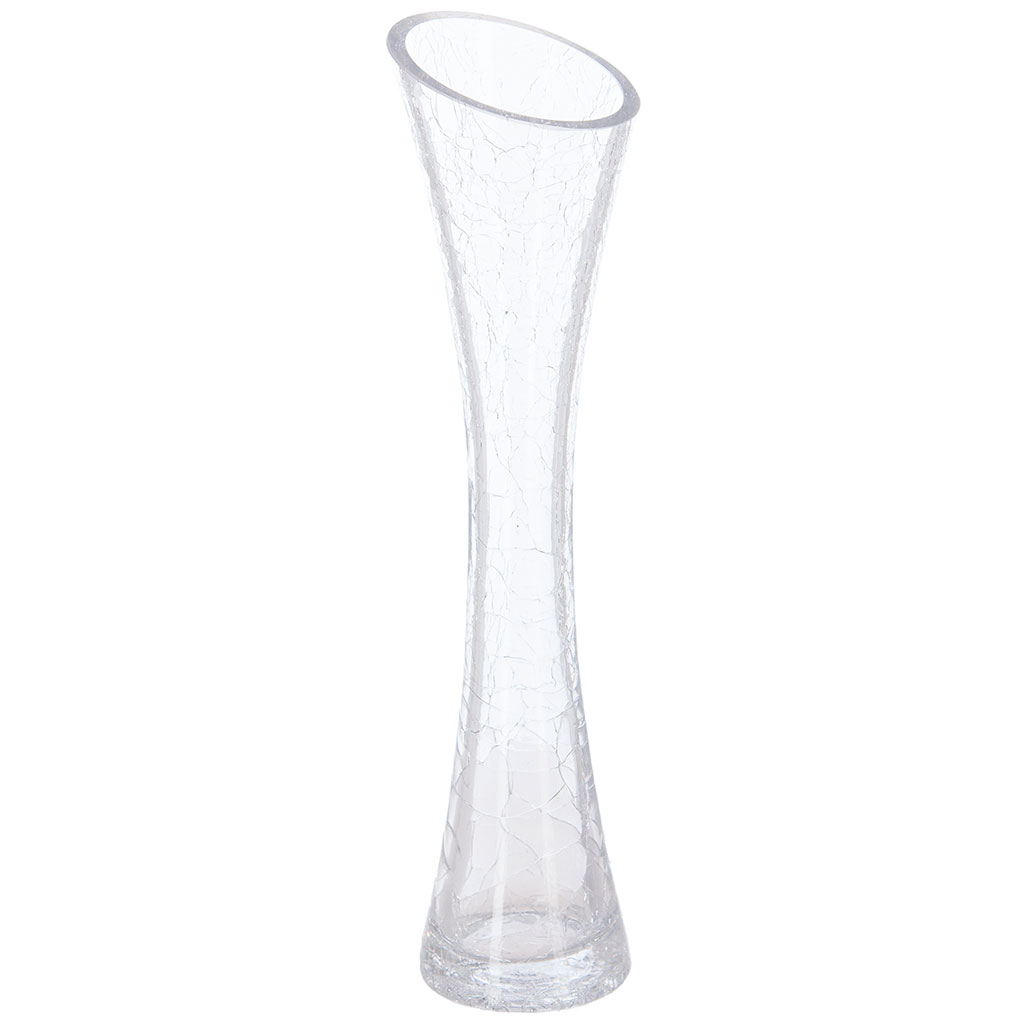 Vase soliflore évasé verre craquelé H 30cm