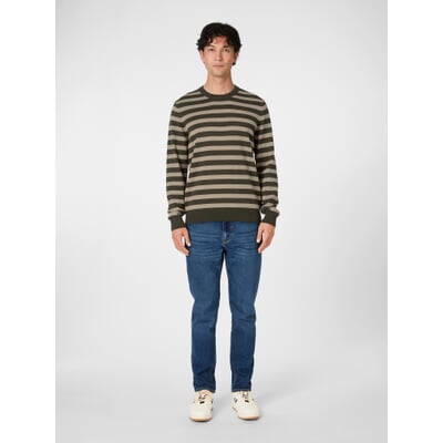 Herren-Strickpullover, Oliv-Sand