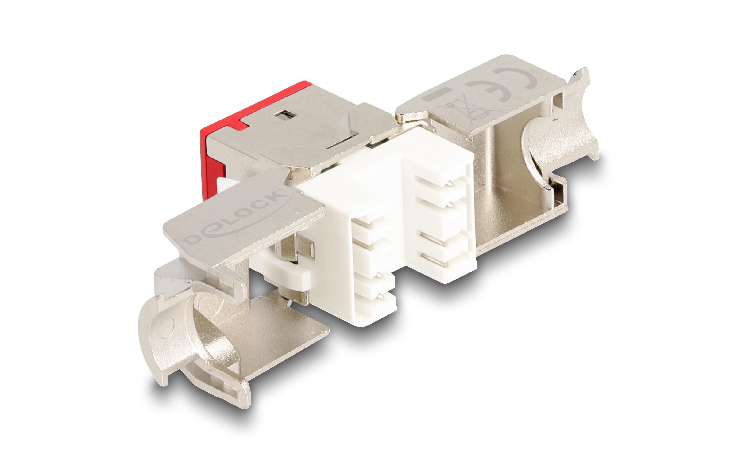 Keystone-Modul RJ45 zu LSA Cat.6A Rot, 10 StückDelock Keystone Modul RJ45 Buchse zu LSA Cat.6A werkzeugfrei rot Set 10 Stück
