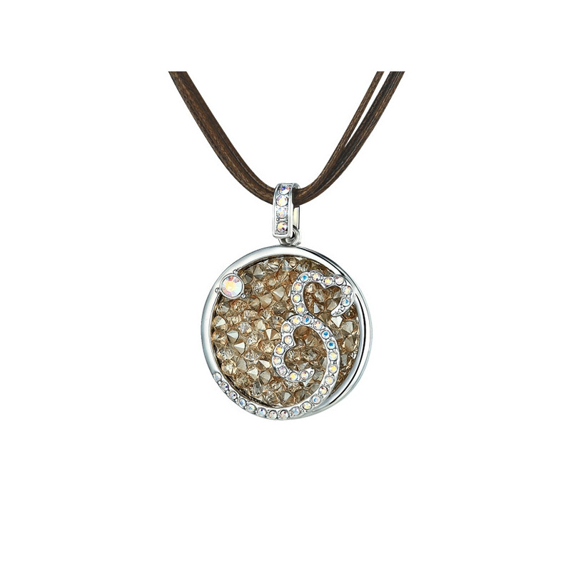 Collier Coeurs orné de cristal de Swarovski Champagne et Plaqué Rhodium