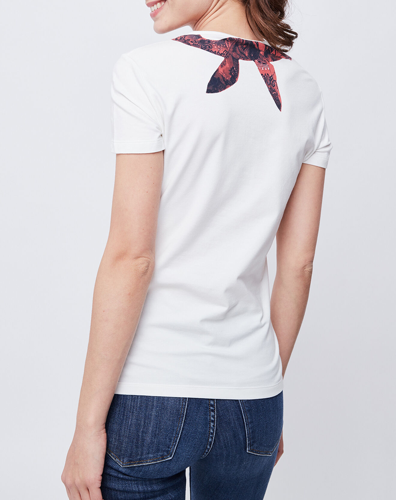 John Galliano T-Shirt imprimé blanc cassé/rouge/noir