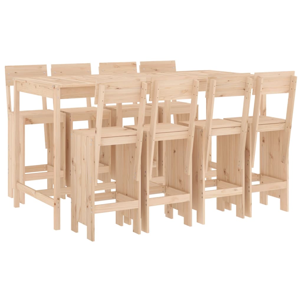 Ensemble de bar de jardin 9 pcs bois de pin massif