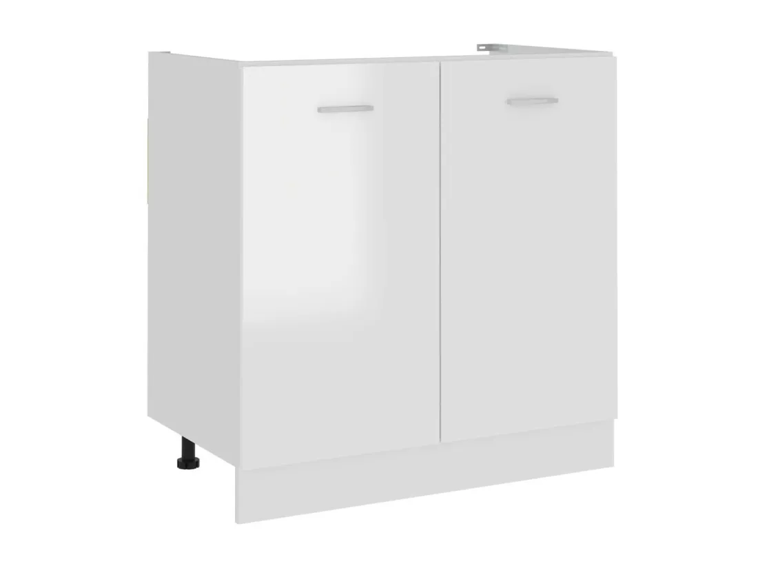 Meuble de cuisine sous évier Blanc brillant 80x46x81,5