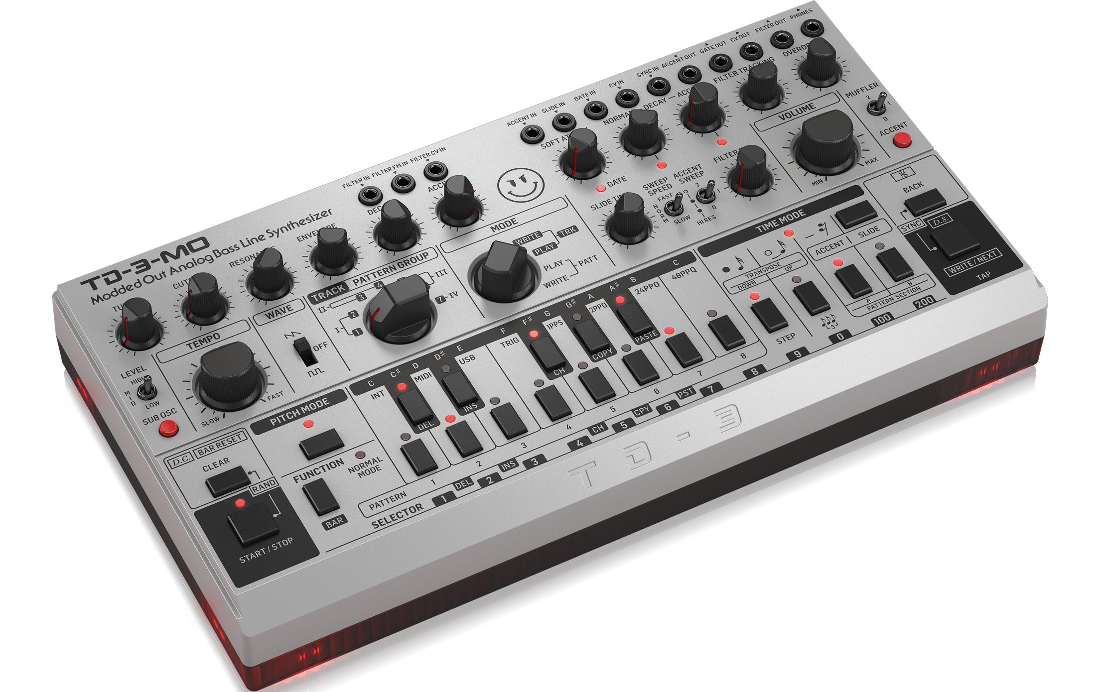 Synthesizer Analog Bass Line Synthesizer TD-3-MO-SR Silber<br>Synthesizer mit MIDI-steuerbarem Sub-Harmonics-Oszillator