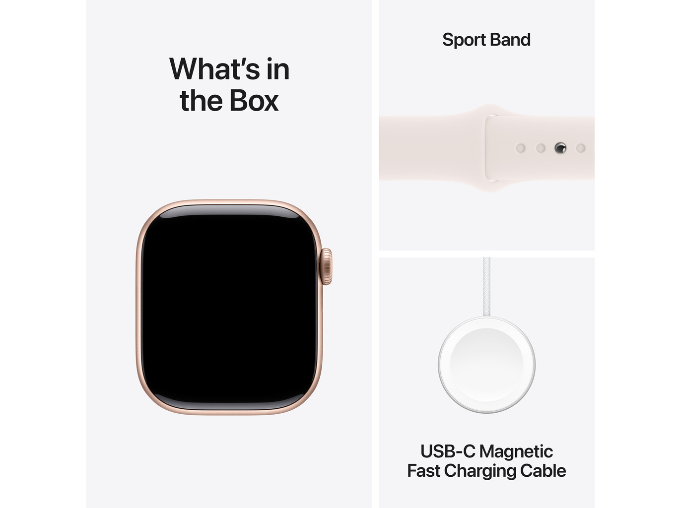 APPLE WATCH 10 GPS 42MM ALUMÍNIO ROSA-DOURADO COM BRACELETE DESPORTIVA ROSA LEVE (TAMANHO - S/M)