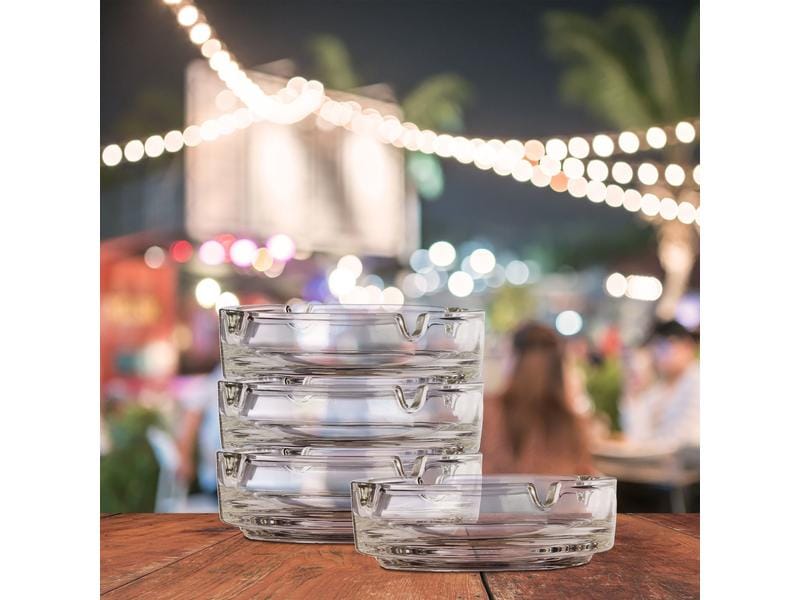 relaxdays Aschenbecher aus Glas 4er Set, Transparent Ascher aus Glas