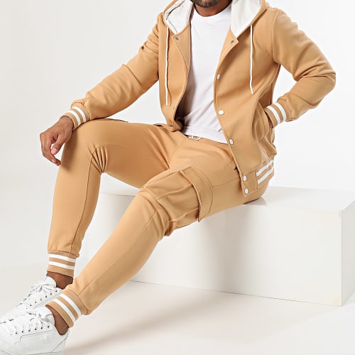 Ensemble Veste Teddy Capuche Et Pantalon Jogging 0136 Beige