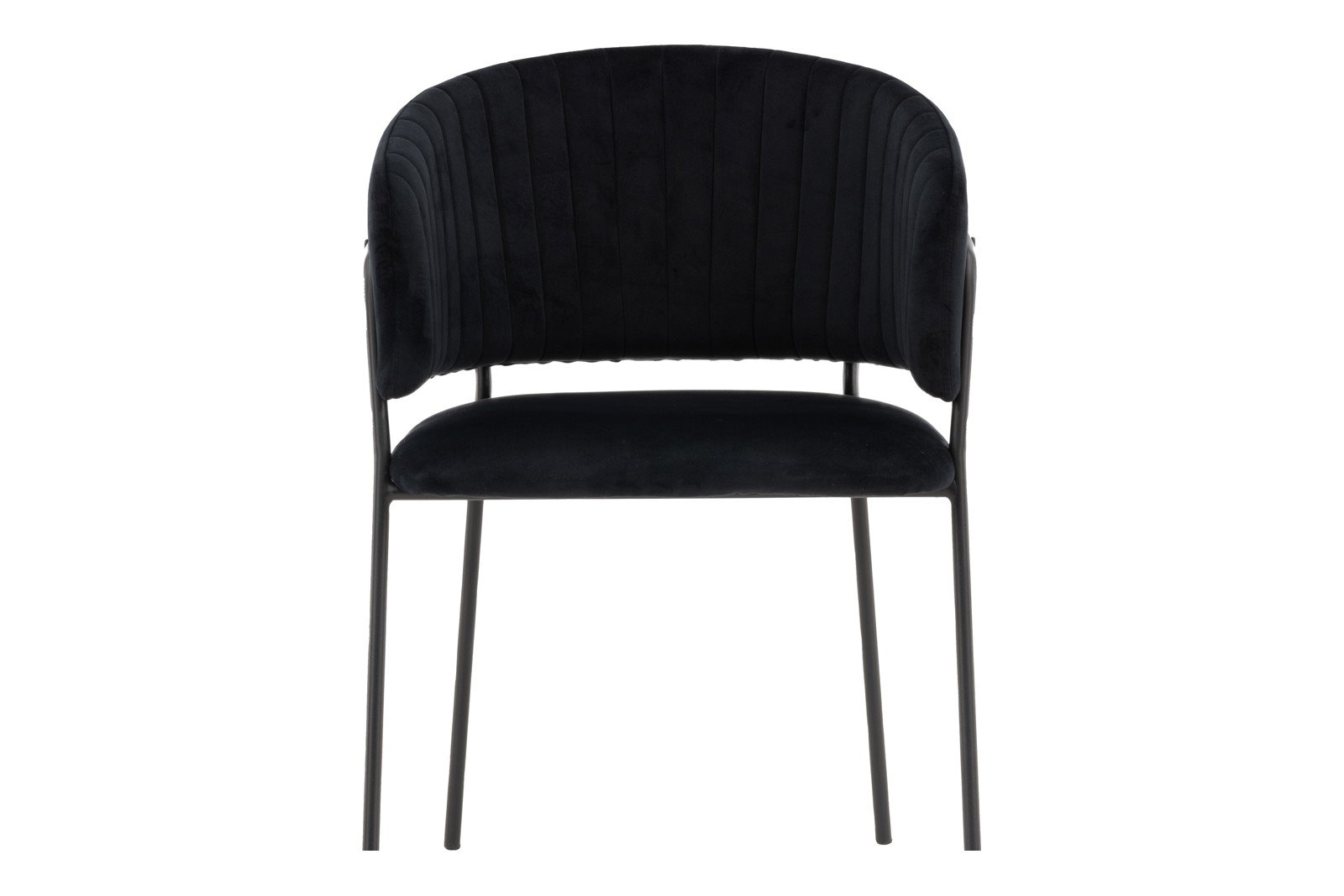 Selma Spisestol. Sett av 2. Sett av 2. Med arm. Sort fløyelsstoff med sorte stålben.