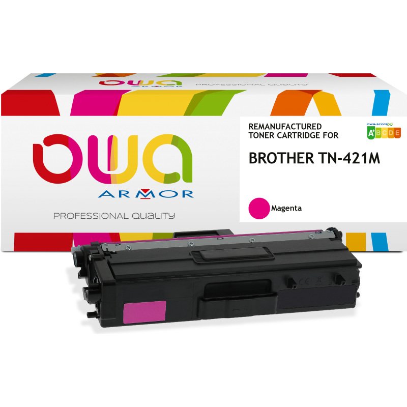 Toner remanufacturé OWA couleurs séparées compatible BROTHER TN-421 pour imprimante laser