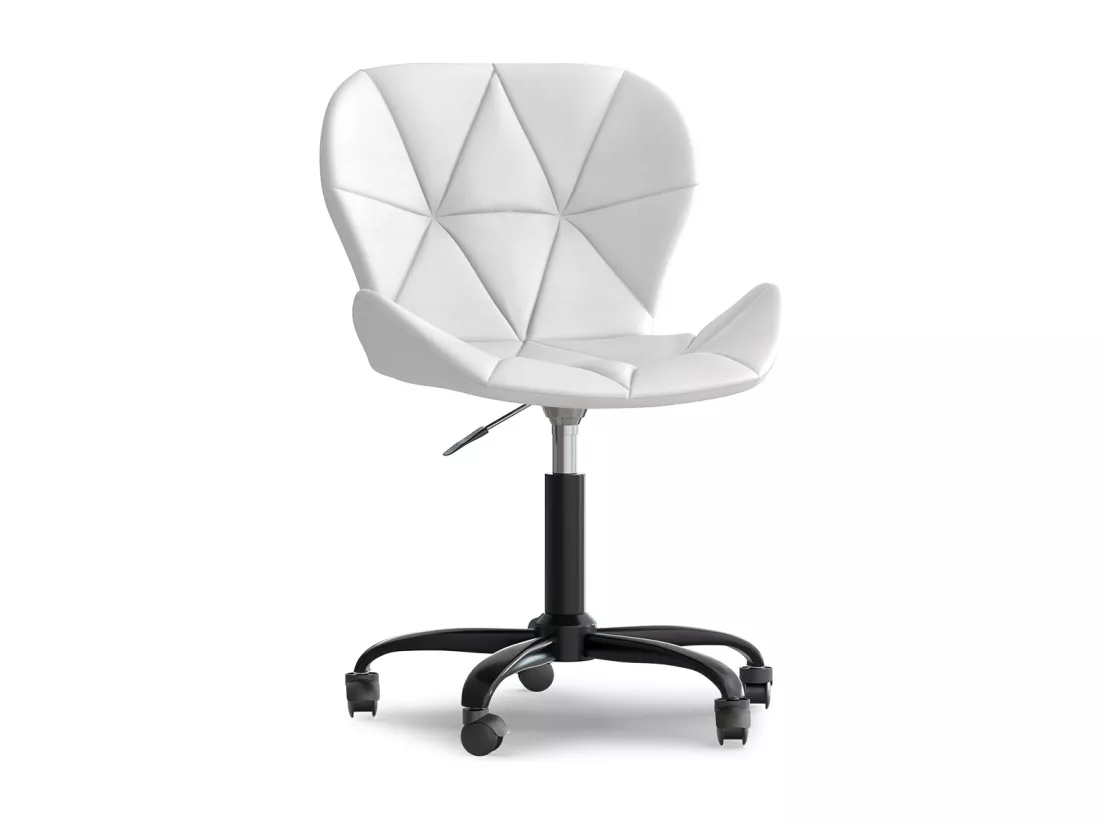 Chaise de bureau avec roulettes - Chaise pivotante de bureau - Revêtement en similicuir - Structure noire Wito Blanc