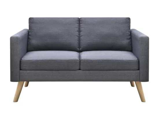 Jeu de canapé à 2 places et à 3 places Tissu Gris foncé