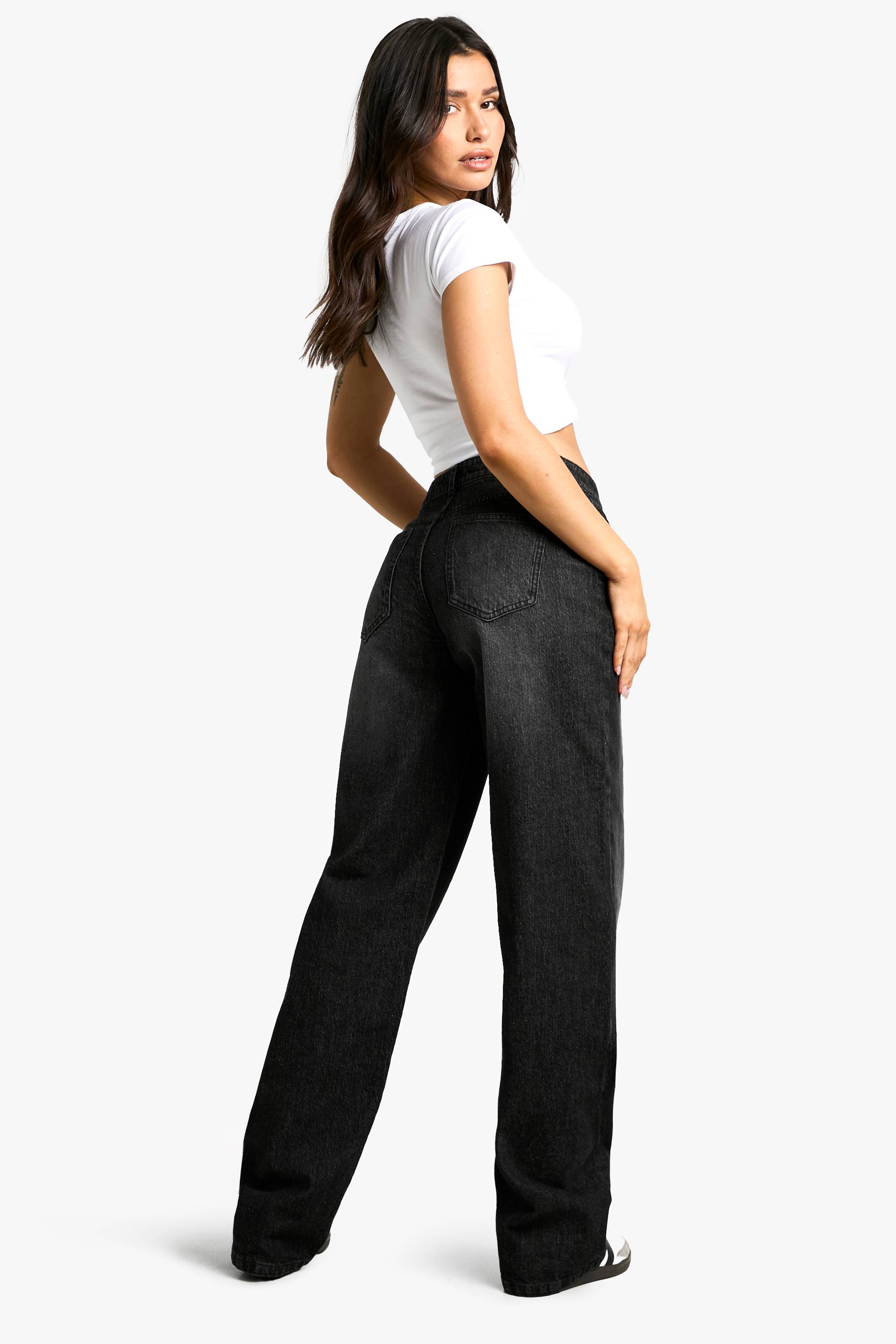 boohoo Jean Boyfriend Basique Taille Haute