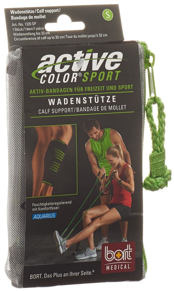 BORT ActiveColor Sport Wadenstütze S schwarz/grün 1 Stk
