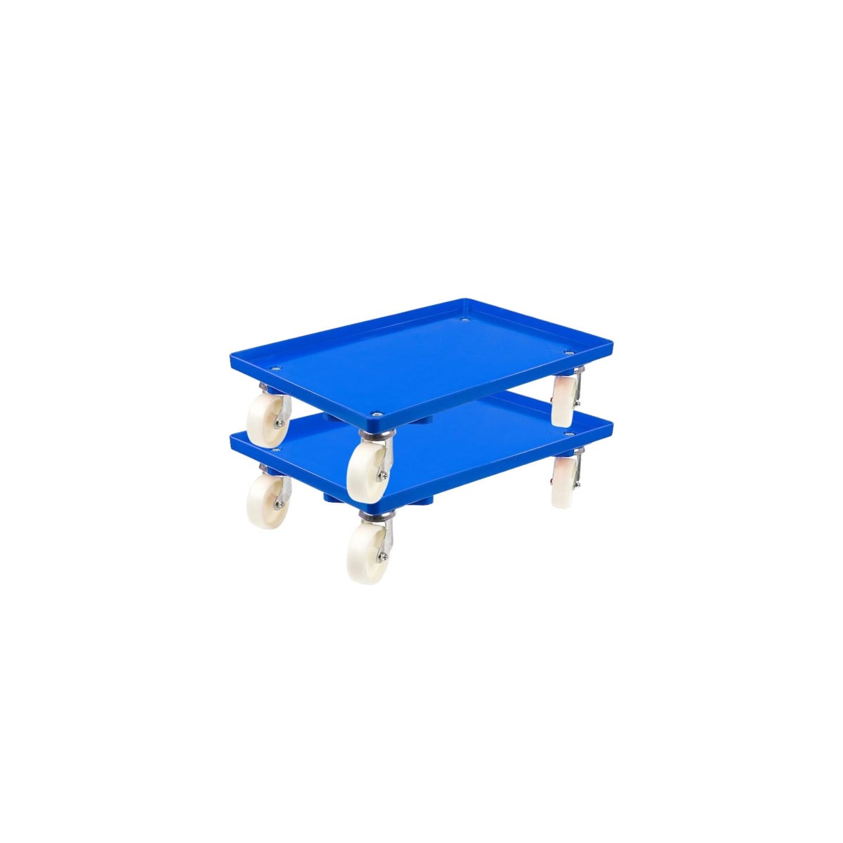 PROREGAL Voordeelset 2x Transportwagens voor Euroboxen 60 x 40 cm met Kunststof Wielen, Blauw, Gesloten Dek, 2 Zwenkwielen en 2 Remwielen, 300 kg