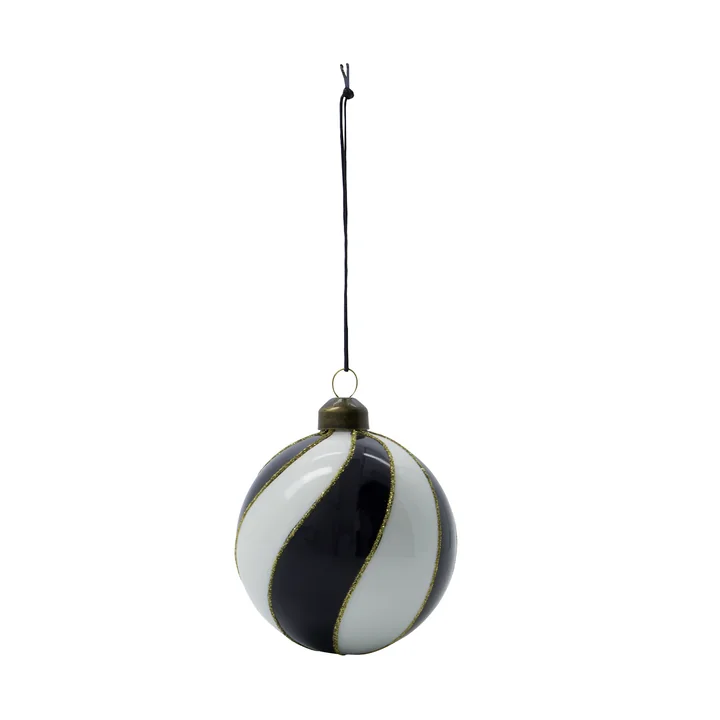 House Doctor - Coil Ornament, D8cm, schwarz / weiss (4er-Set)