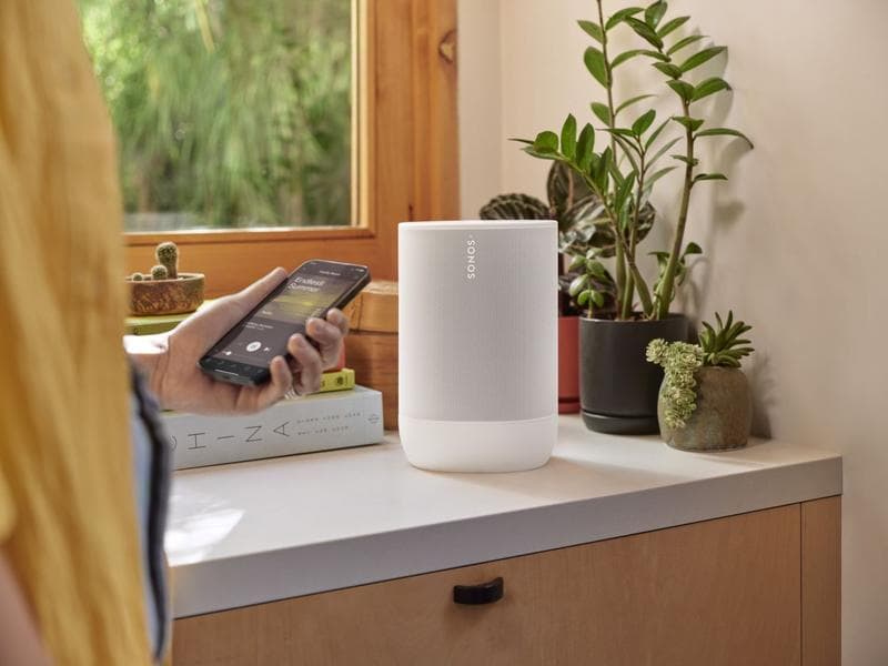 Sonos Smart Speaker Move 2 Weiss Komplett überarbeiteter, leistungsstarker Smart Speaker