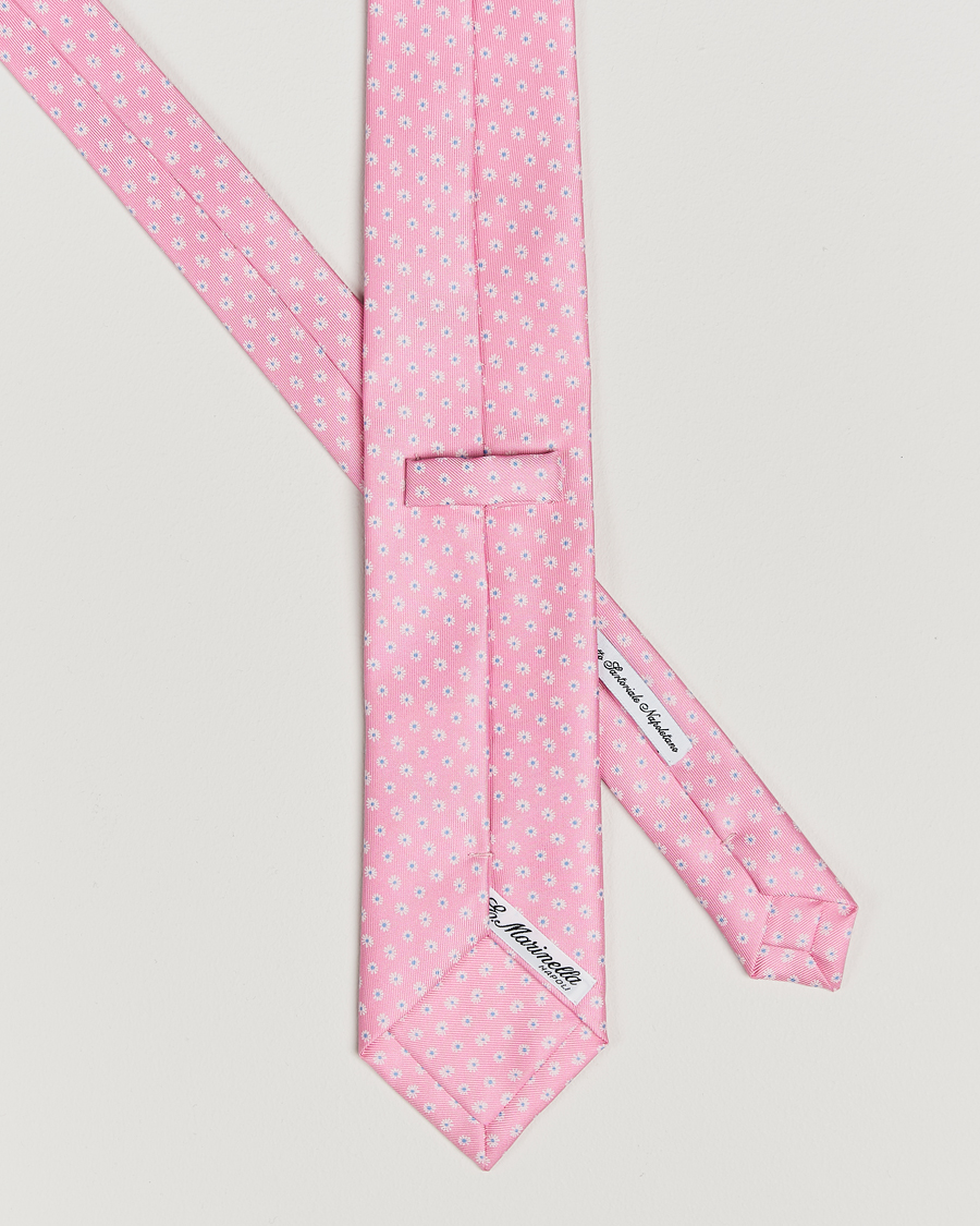 E. Marinella 3-Fold Printed Silk Tie Pink