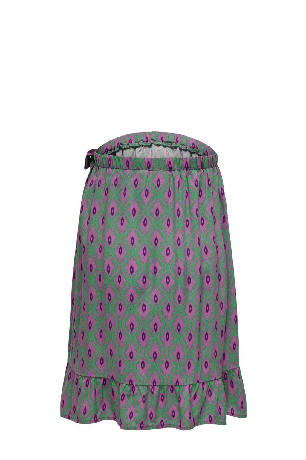 ONLY MATERNITY zwangerschapsrok OLMNOVA met all over print en ruches paars/groen