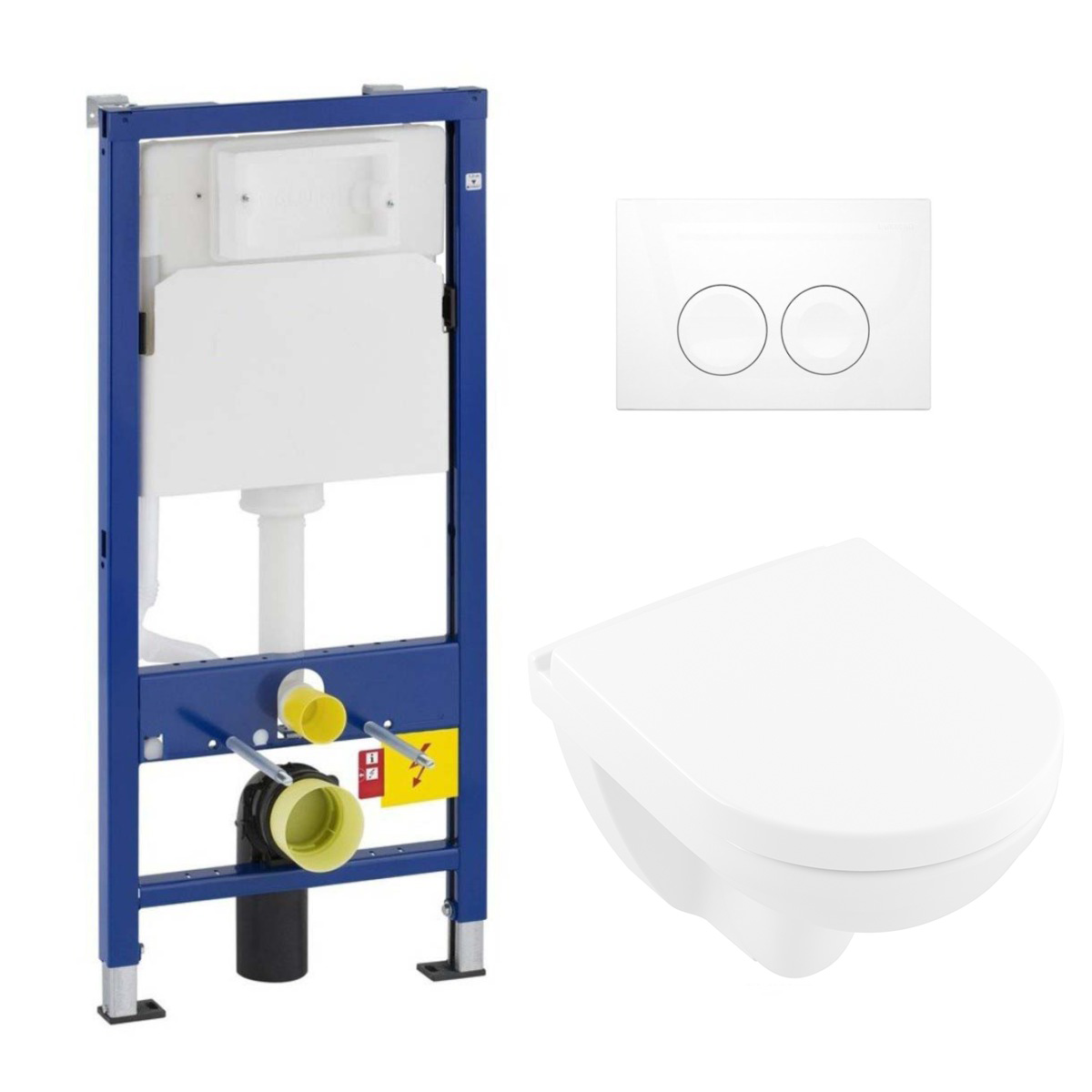 Geberit UP100 toiletset met Villeroy & Boch O.novo compact randloos toilet met softclose zitting