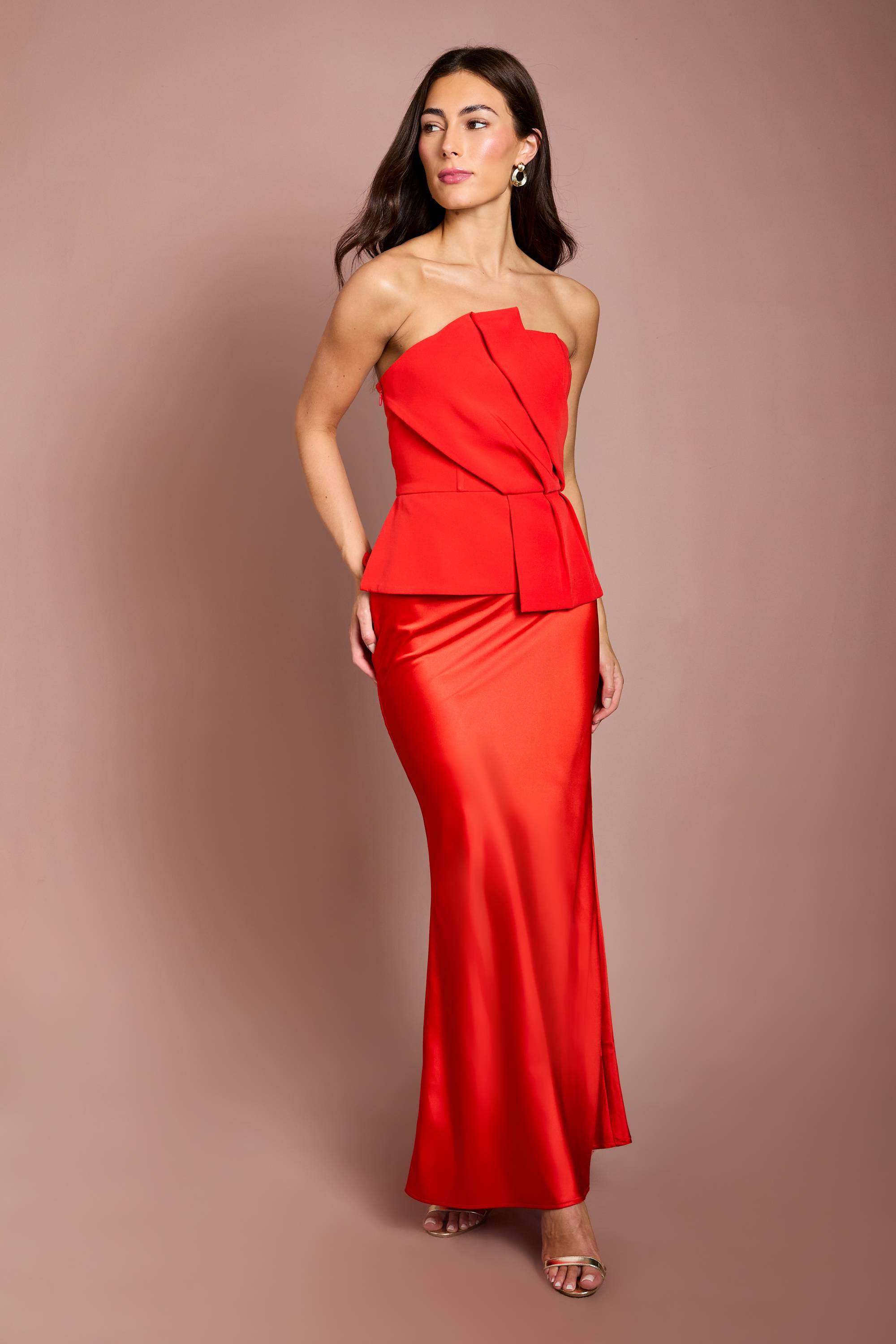 Coast Robe Longue Bandeau En Crêpe Satiné Maxi