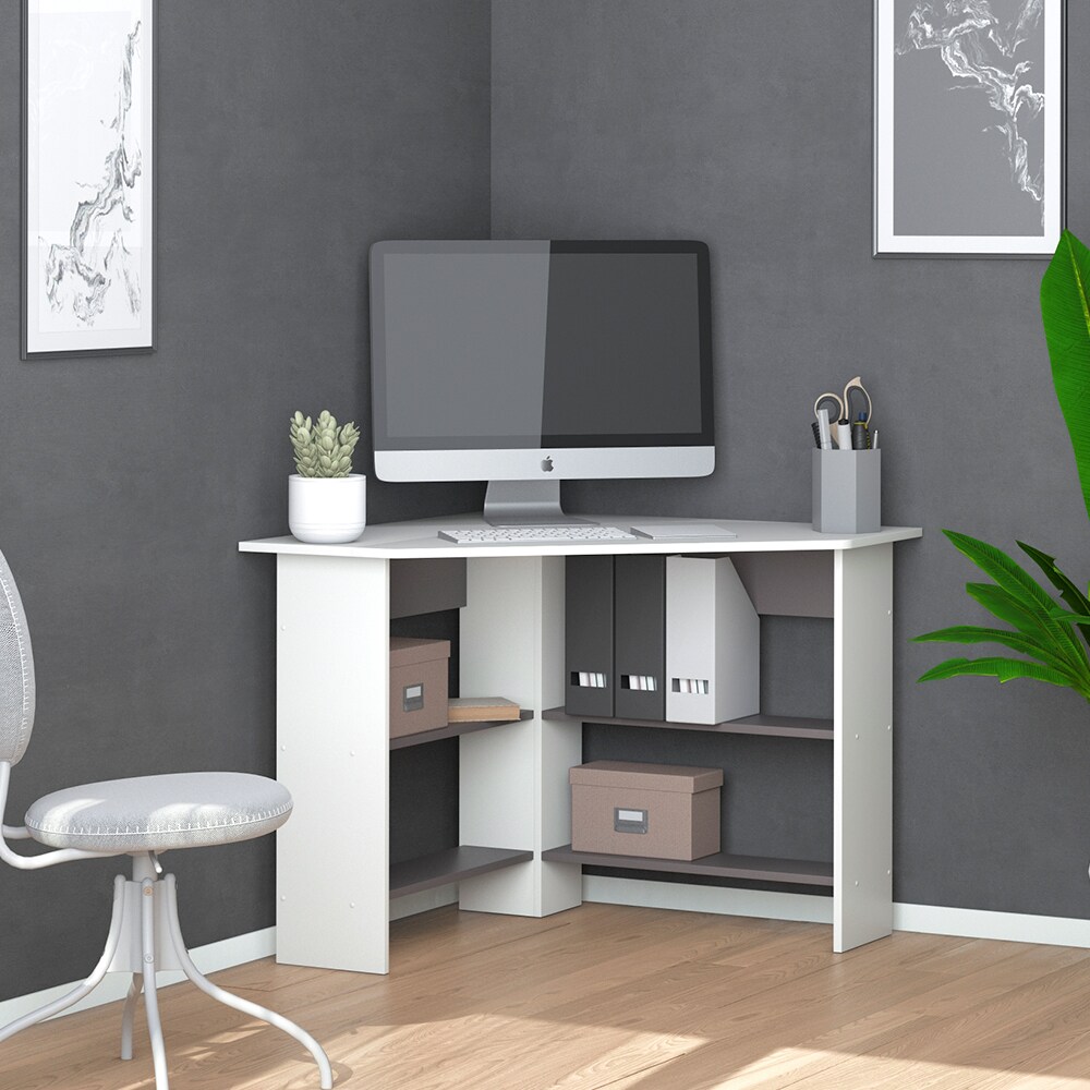 Vicco Eckschreibtisch Schreibtisch Bürotisch Arion 90x90cm weiß Computertisch