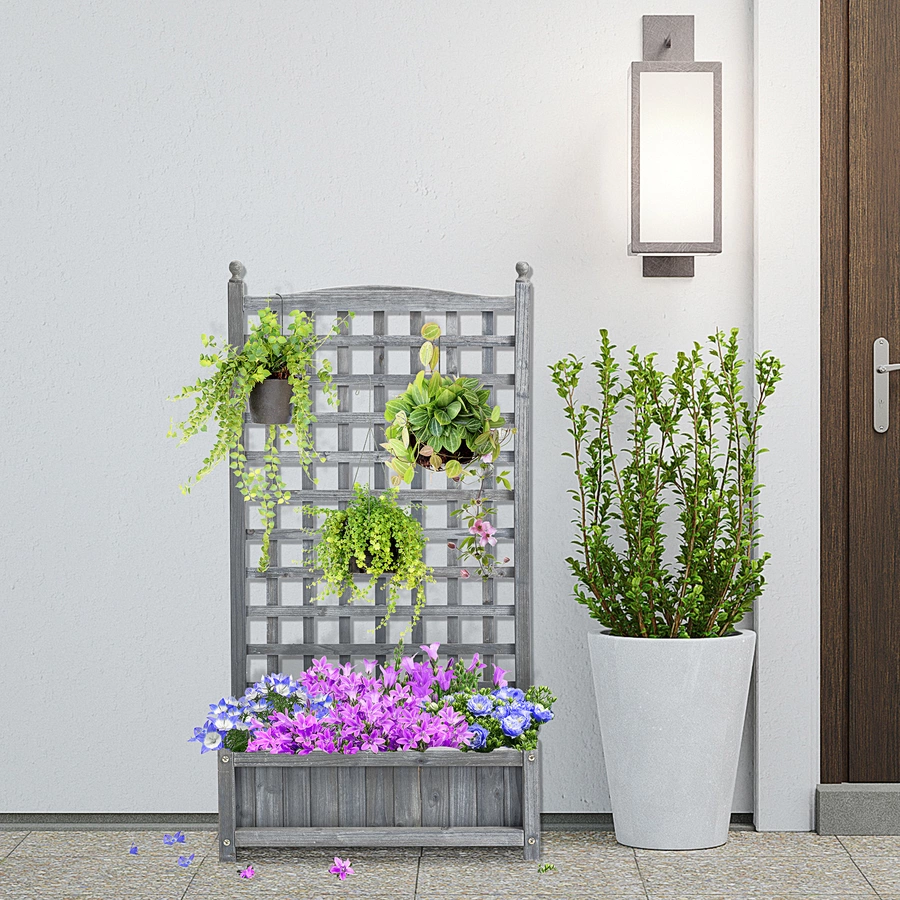 Outsunny Rankkasten im Spalierrahmen-Design hellgrau
