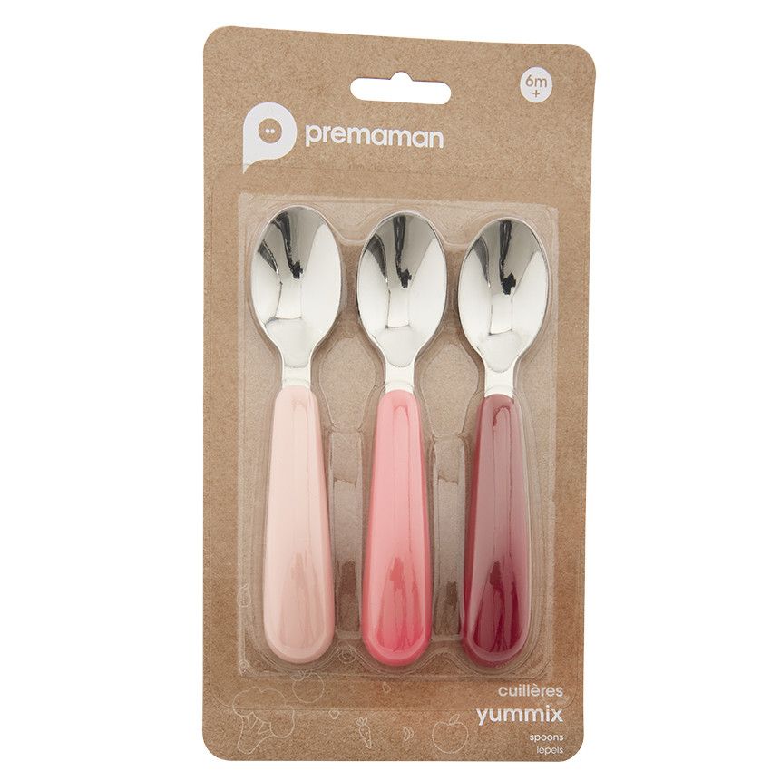 Lot de 3 couverts en métal Yummix - Rose - Ecru
