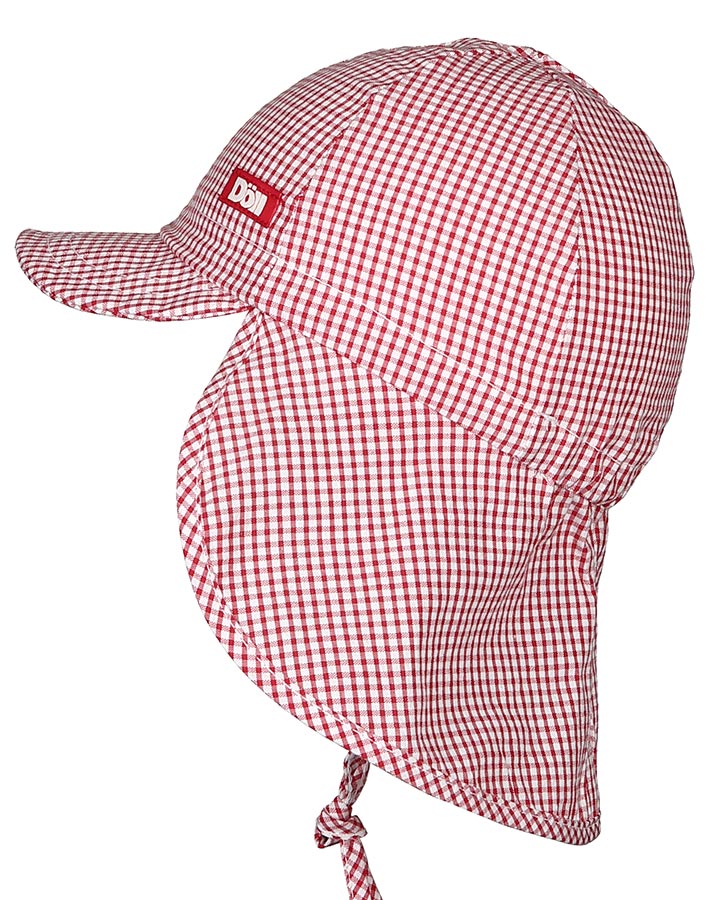 Schirmmütze BASIC mit Nackenschutz kariert in rot/weiß