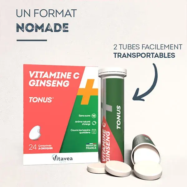 Vitavea Vitamine C + Ginseng Tonus Fatigue 24 comprimés à croquer