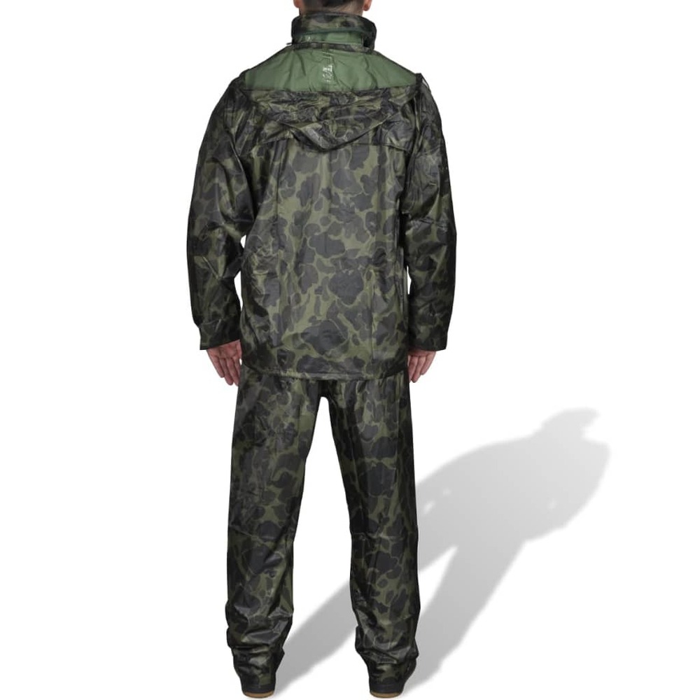 Combinaison de pluie avec capuche 2 pcs hommes camouflage m