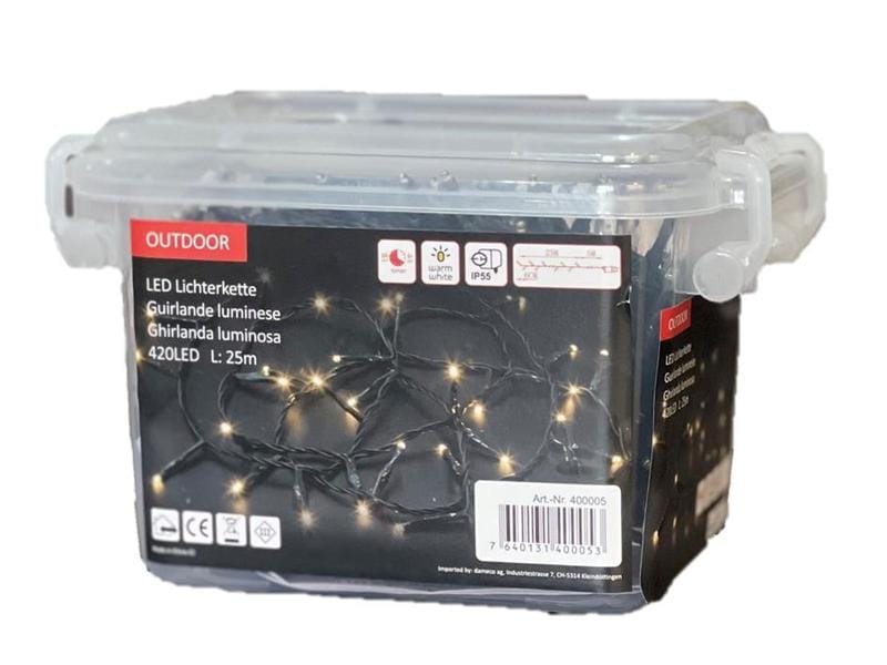 Dameco LED-Lichterkette 420 LED, 25 m, Outdoor LED Weihnachts-Lichterkette