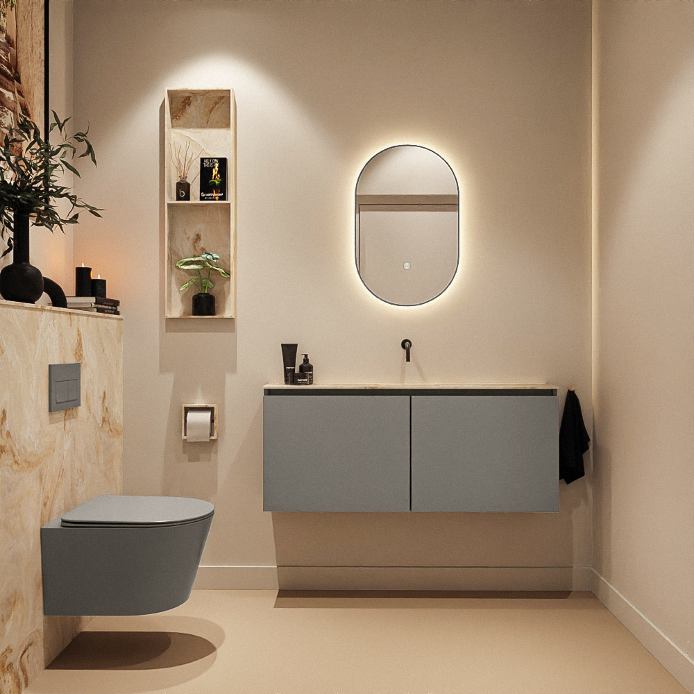 Mondiaz Glow ovale spiegel 45x90cm met verlichting smoke
