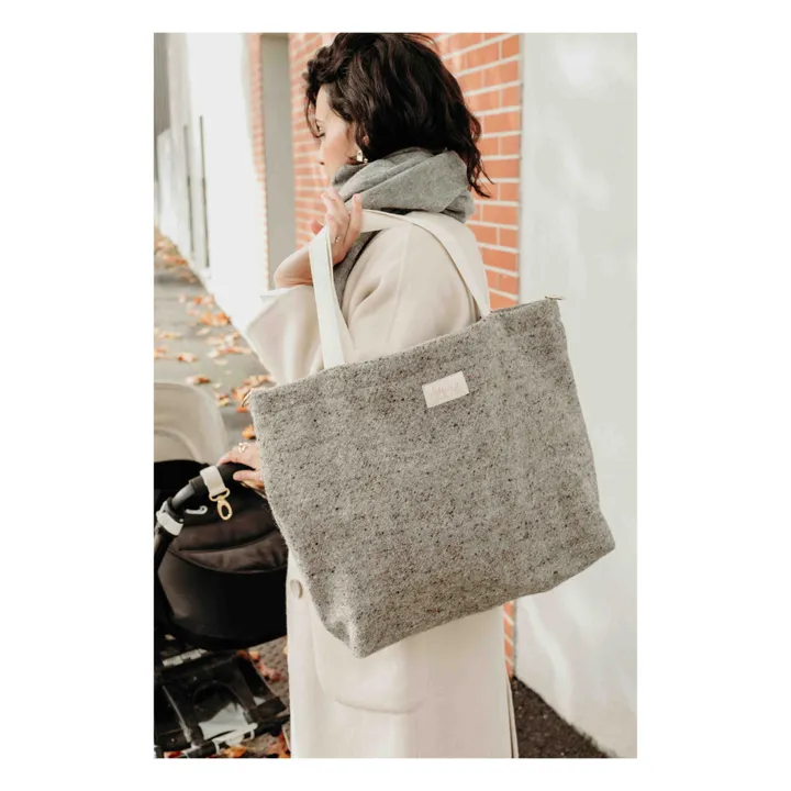 Adorna Cabas en laine et lin | Gris chiné