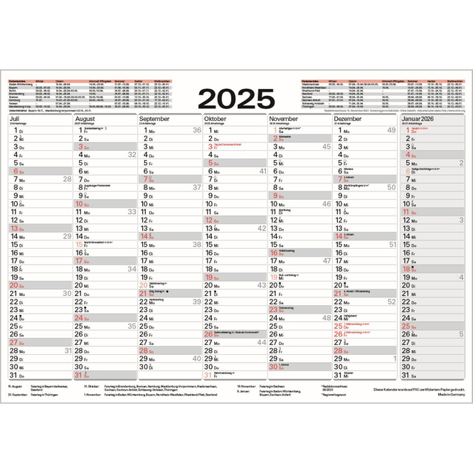 Tafelkalender - A3 - Stabil - 14 Monate