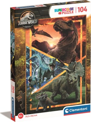Clementoni Puslespil - Jurassic World - Super Color - 104 Brikker