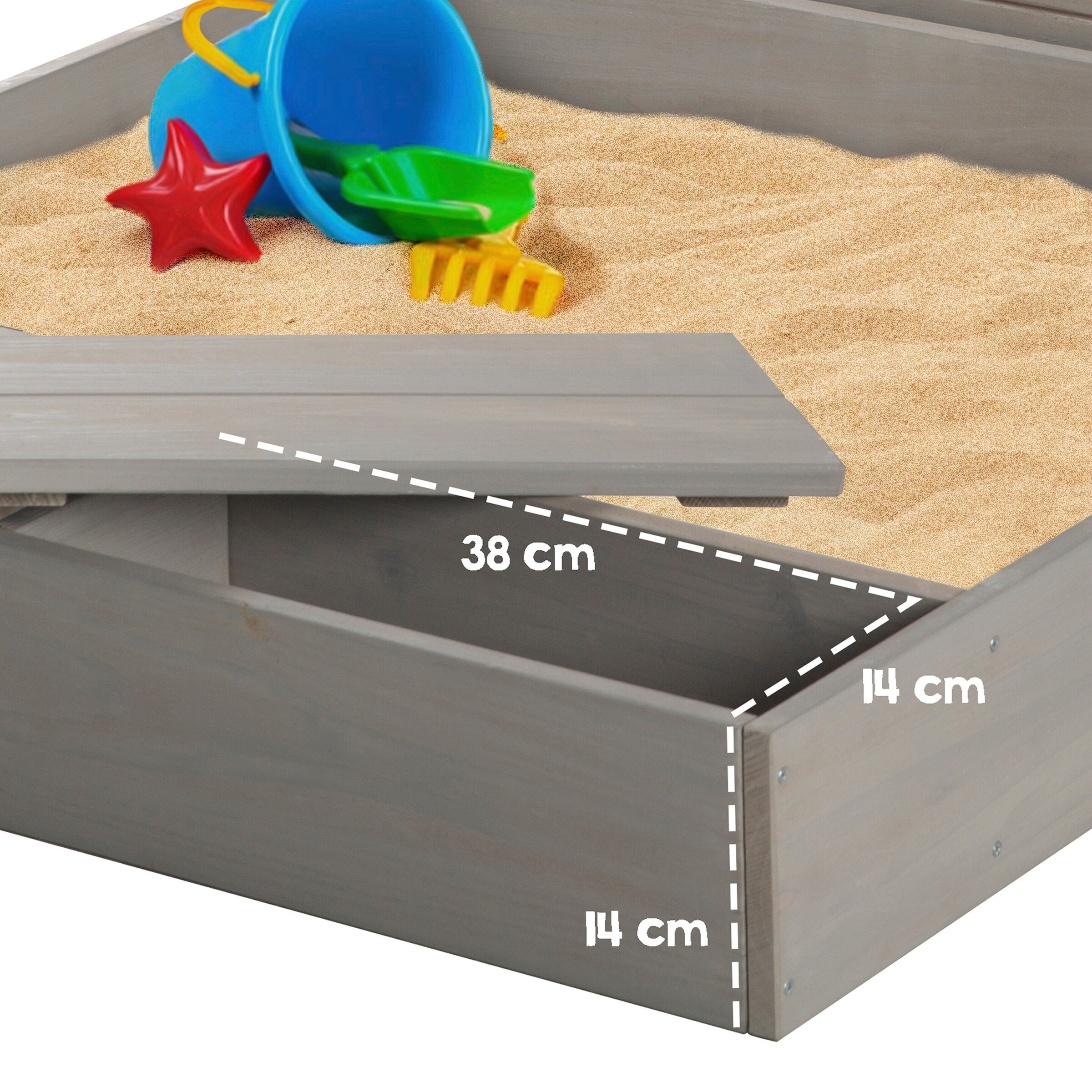 roba Sandkasten mit Deckel, Tafel und Haken Outdoor +