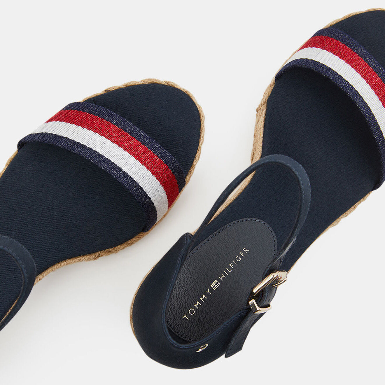 Tommy Hilfiger Sandales compensées en Toile à ruban bleues - Talon 7 cm