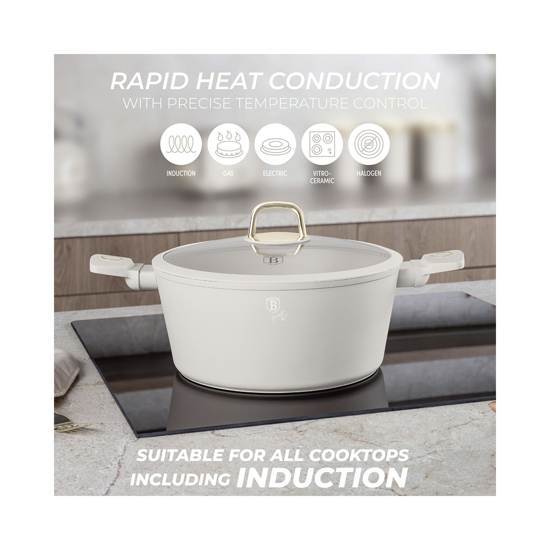 Berlinger Haus 15-teiliges Kochgeschirr-Set matt cream Sahara Collection