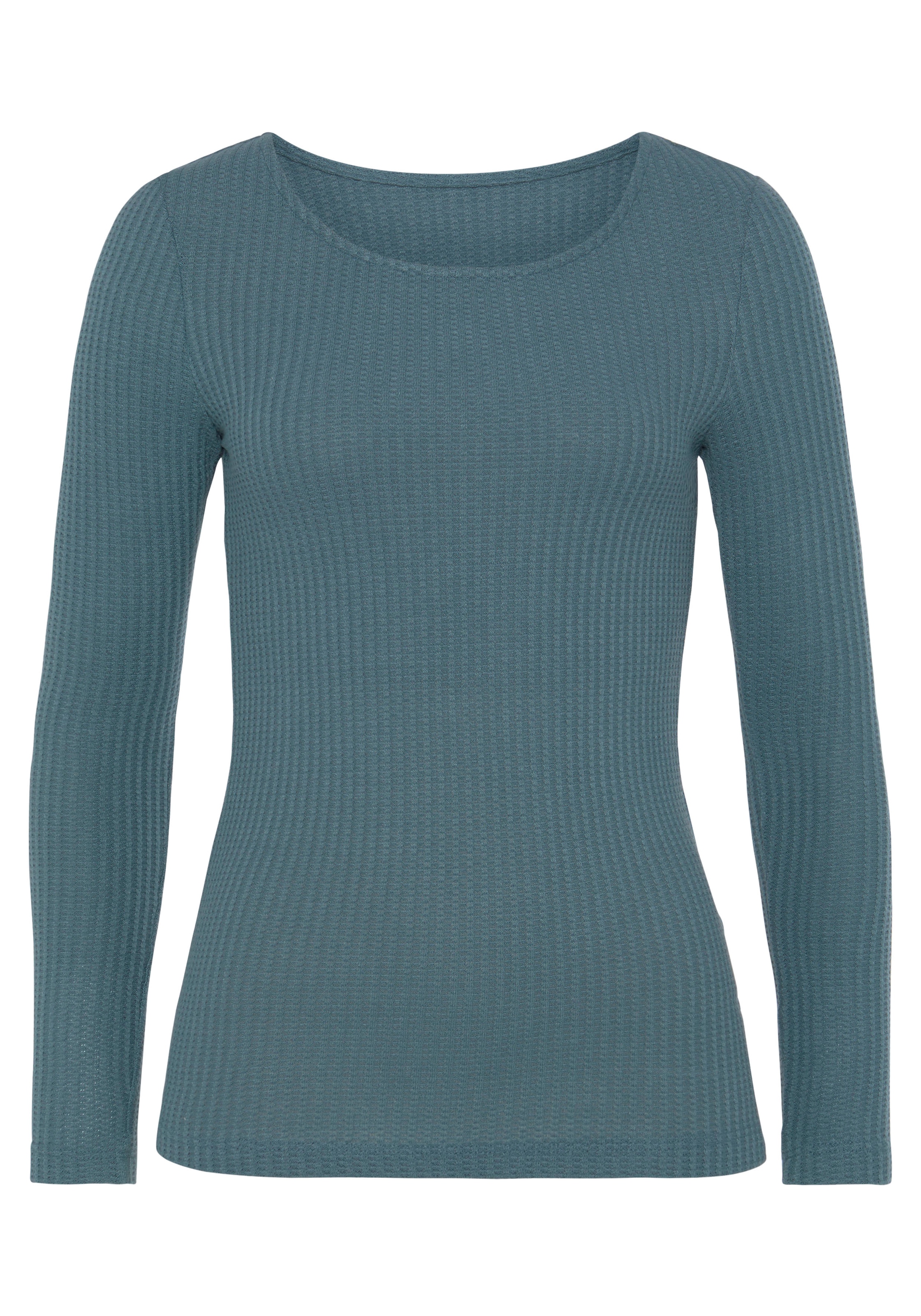 LASCANA Langarmshirt »in modischer Piqué-Optik« aus weicher Qualität mit Viskose