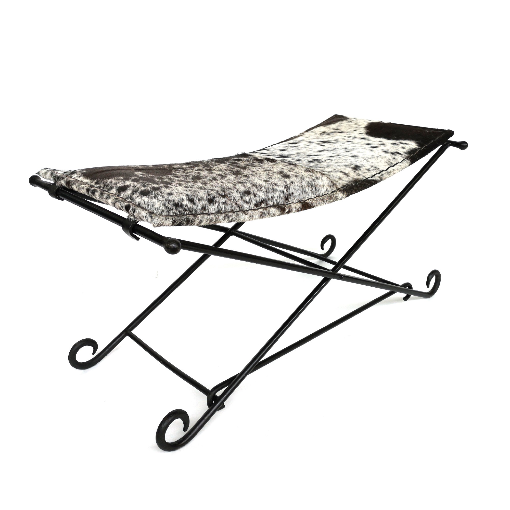 Scherenbank 'Cudillero', weiß, braun, T 94 cm, B 46 cm, H 48 cm von fischer's lagerhaus